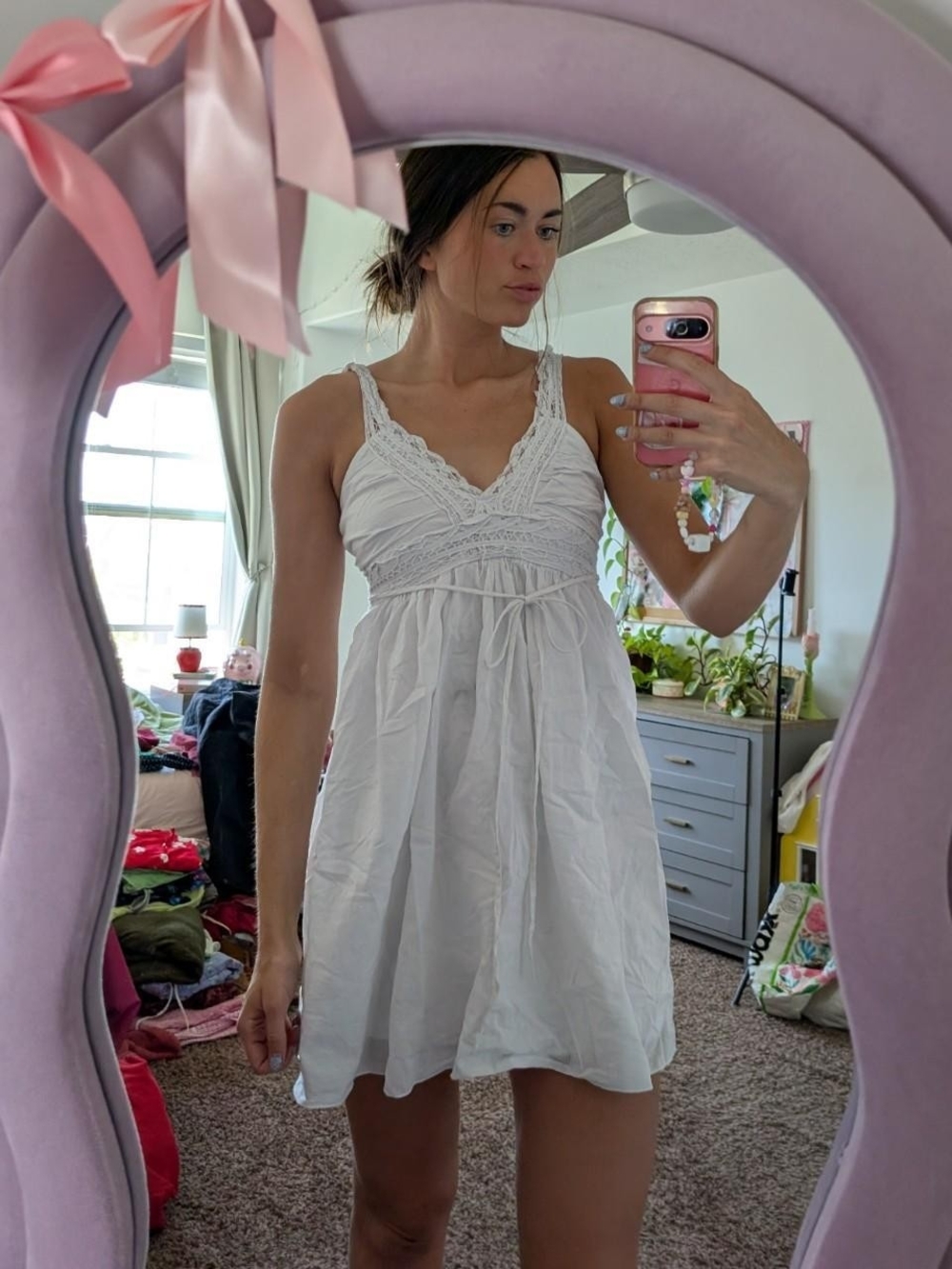 White Lace-Trim Cotton Sundress Size 7